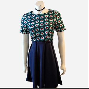 TS Three Seasons Women's Size S Retro Style A-line Mini Dress With Heart Pattern